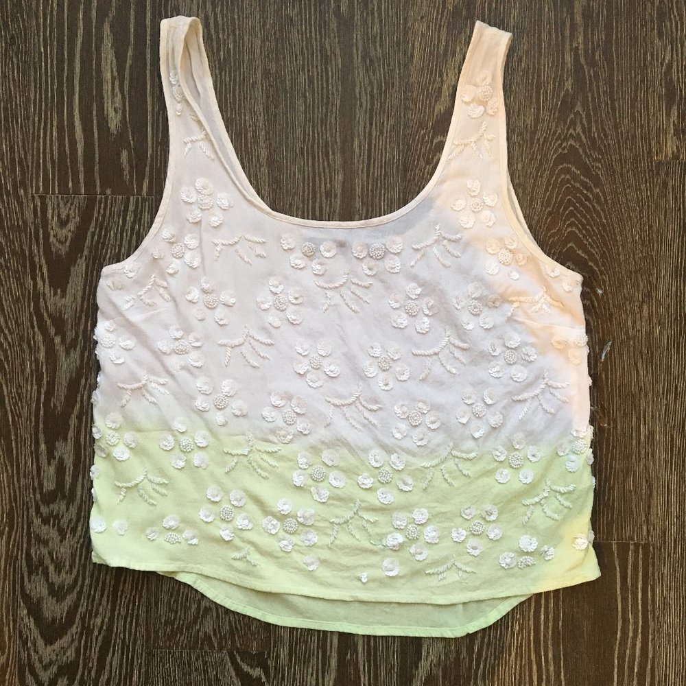 Glassons Ombre Green Beaded Tank - Sz. M